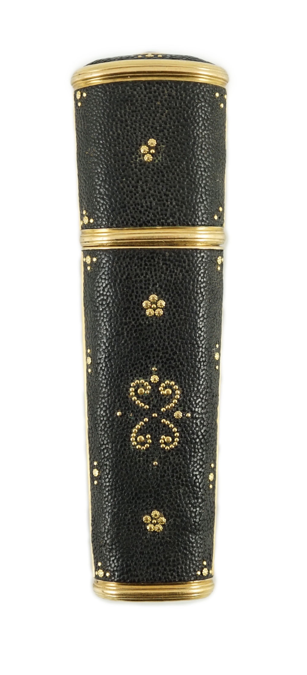 A George III gold mounted piqué work etui